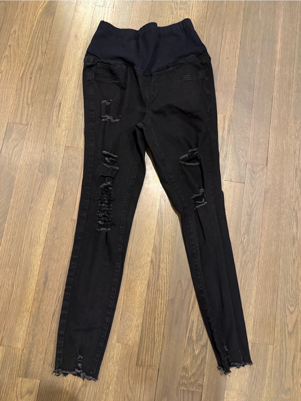 SHEIN Black Ripped High-Rise Maternity Skinny Jeans‎ size 6